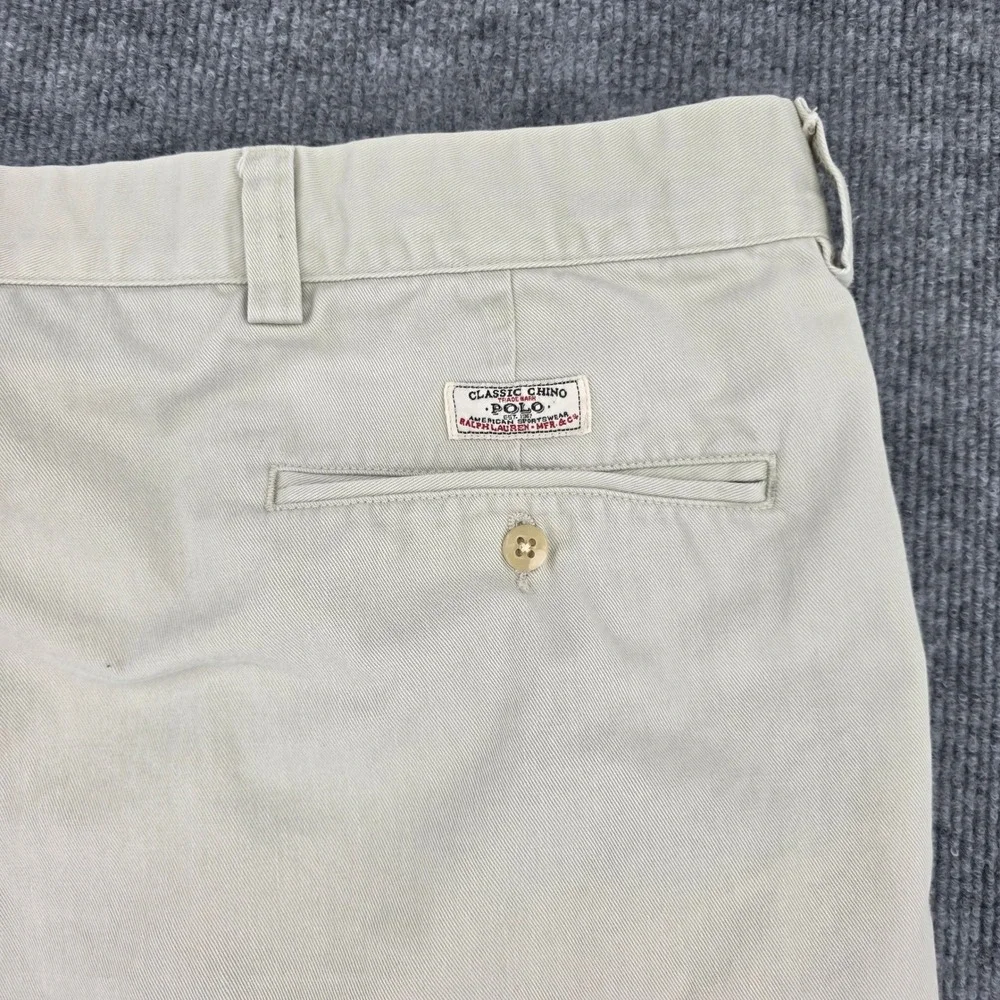 Polo Ralph Lauren Tyler Shorts Mens 49 Khaki Tan Pleated Chino Cotton Twill